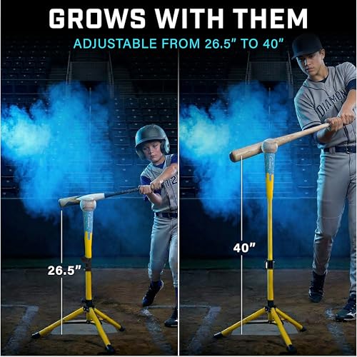 Adjustable Baseball & Softball Batting Tee with Steel Base - Youth & Adult Training Equipment