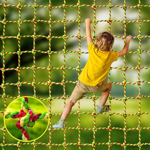 LAKNUAL 3.3ft x 6.6ft Heavy-Duty Polyester Climbing Cargo Net for Kids Outdoor & Indoor Play