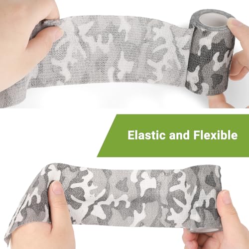 Treaful Black White Camo Wraps Tape 3in x 14.8ft Self-Adhesive Camouflage Bandage for Outdoor Sports