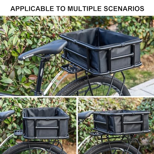 CXWXC Large Bicycle Rear Basket 18x13x6 Inch Cargo Carrier with Net & Liner