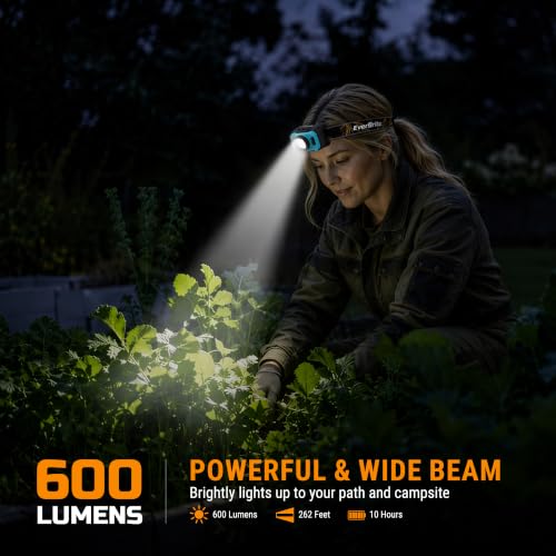 EverBrite Rechargeable Headlamp 600LM with Motion Sensor Aqua Blue - Zoomable & Adjustable