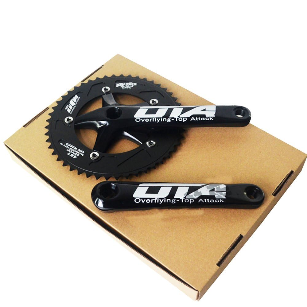 CYSKY Single Speed Crankset 48T 170mm Crankarms 130 BCD Litepro Folding Bike Crankset for Single Speed Bike, Track Road Bicycle, Fixed Gear, Fixie, Dahon (Square Taper, Black)