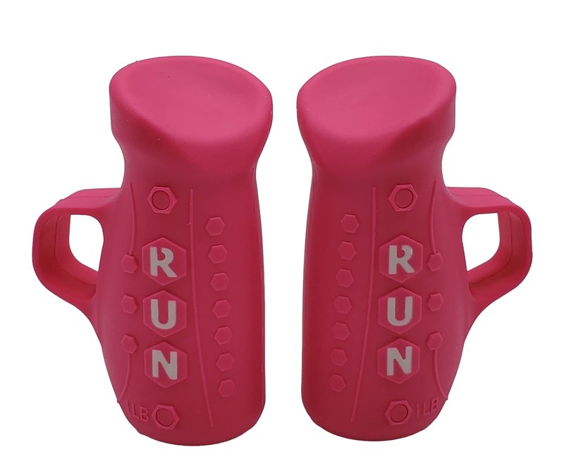 Running Pods 2.0 lbs Set Ultra-Dense Metal Alloy Hand Weights with Anti-Slip Finger Loop for Running, Outdoor Training for Adults - 2 Pods, 1.0 lbs each - Pink + Free E-Book Workout Guide