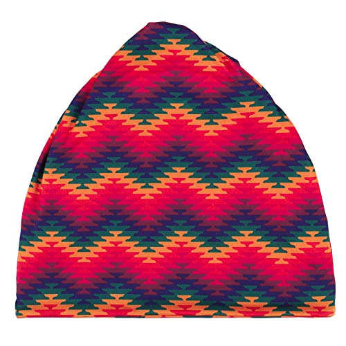 Slouchy Turban Chemo Beanie - Pre-Tied Sleep Cap - Zigzag Lines