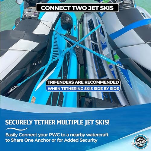 WAVESRX DockingPal Blue Flat Bungee Dock Lines for Boats & PWC - 3ft