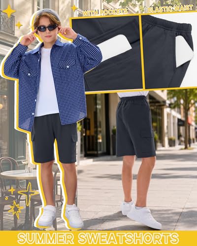 Boys Cargo Shorts - Dark Gray, 10-11 Years