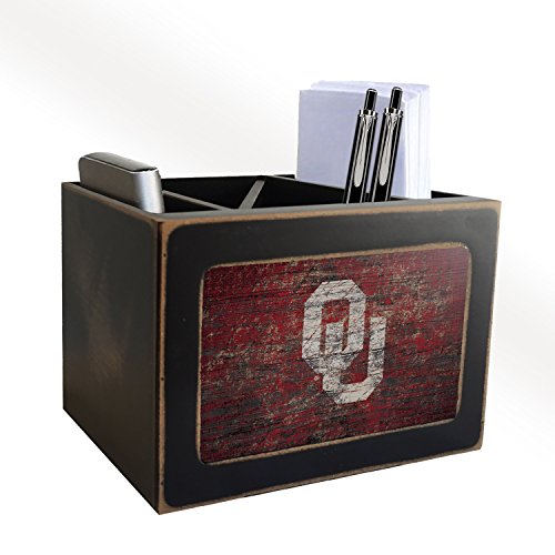 Oklahoma Sooners Desktop Organizer - Distressed Team Logo