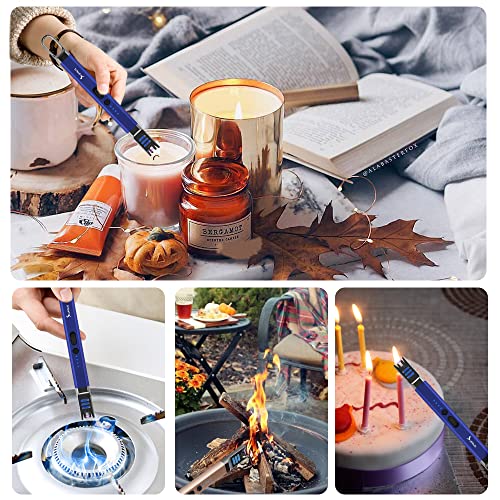 Electric Arc Lighter - Windproof USB Rechargeable Candle Lighter with LED - Blue