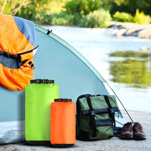 GliCraft Fluorescent Waterproof Dry Bag Set – 6 Sizes for Kayaking & Camping