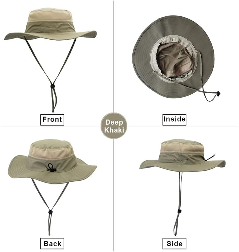 Windproof UPF50+ UV Protection Fishing Hat - Khaki