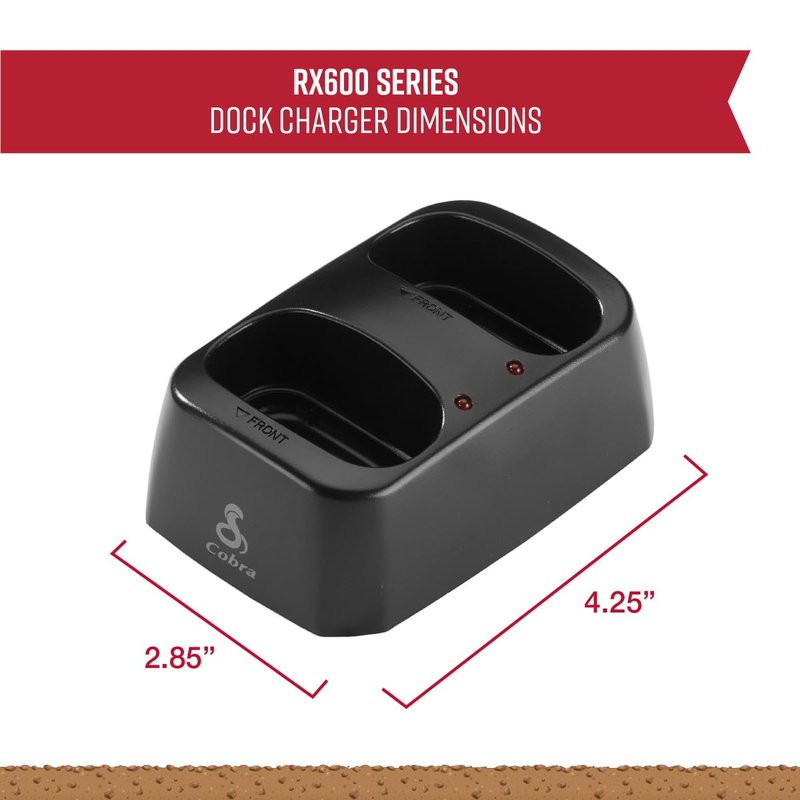 Cobra RX600 Dock Charging Station for 2 Walkie Talkies with UBS Charging Cable - Dual Desktop Portable Charger, Compatible with RX680, RX685 and Trailblazer 450 Two Way Radio Models