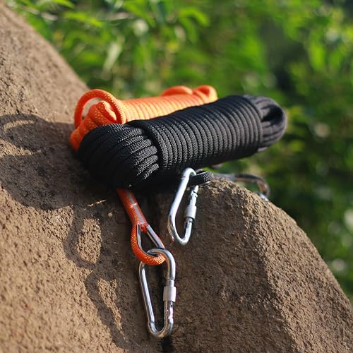 WiseRoot 8mm Static Climbing Rope 32ft Black CE/ASTM Certified Outdoor Rope