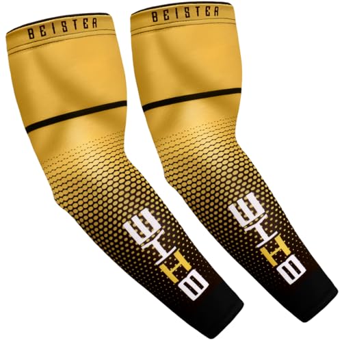 UV Protection Cooling Arm Sleeves for Men & Women - Large Yellow