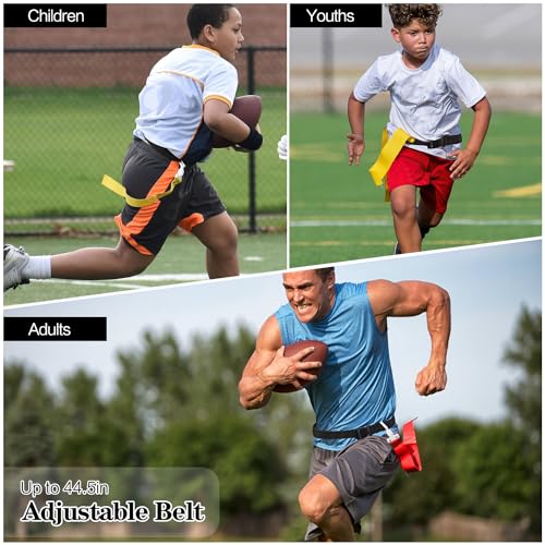 Adjustable Flag Football Belt Set - 2 Pcs Red with Flags
