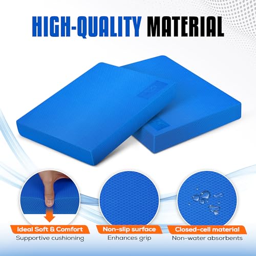 Exercise Balance Pad - Non-Slip Foam Kneeling Pad, Blue - Large (15.5" x 13" x 2")