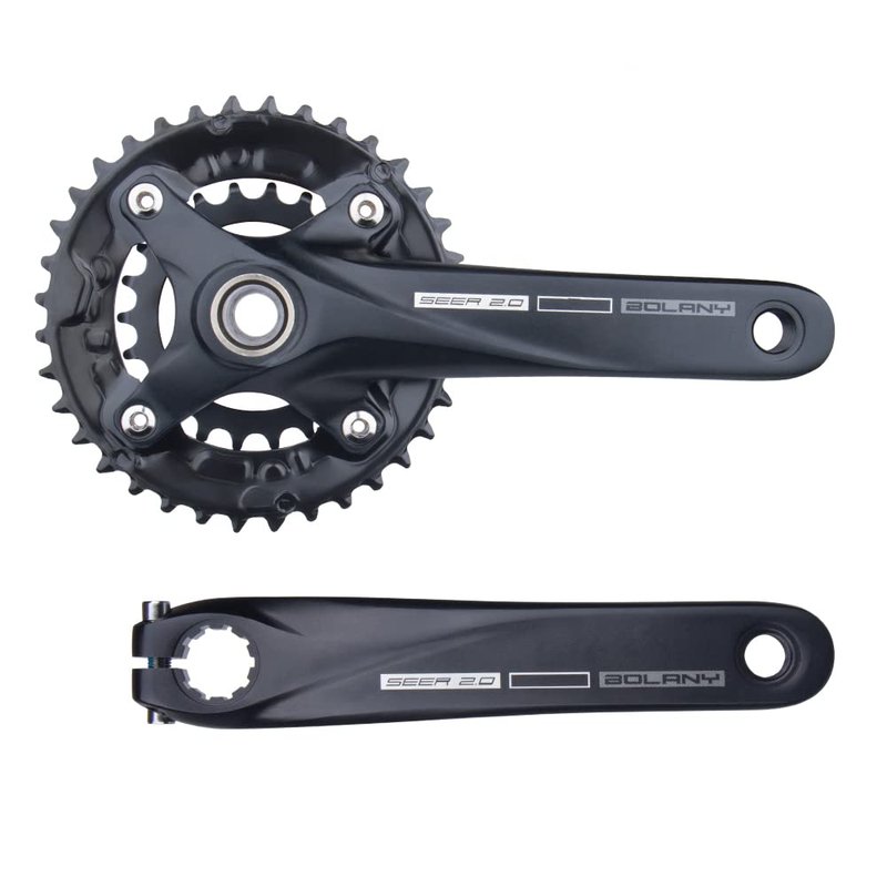 BOLANY Bike Cranksets 170mm Hollow Integrated 104BCD Double Speed Round Chainring 22/36T 24/38T MTB Crankset with Bottom Bracket (22/36T)