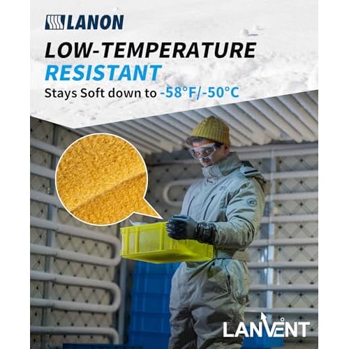 LANON Waterproof Winter Work Gloves, Moisture-permeable PU Coated£¬Warm Gloves for Freezer & Outdoor Work, Chemical & Oil Resistant, Non-Slip,Large