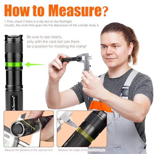 LIGHTFE B119 Flashlight Clip for 11-12 mm Diameter and 3-3.4 mm Slot Width - Stainless Steel Pen Clip for Hat, Pocket, or Bag Use