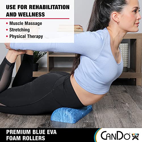 CanDo Blue Marble 6 x 36 Inch Half-Round High-Density EVA Foam Roller for Muscle Recovery