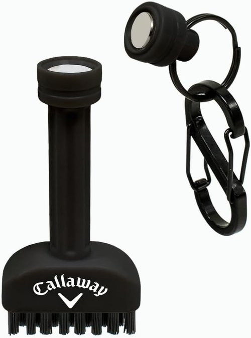 Callaway Golf Mini-Mag Magnetic Club Brush - Compact Groove Cleaner with Detachable Magnet & Durable Bristles