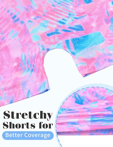 Gymnastics Leotard for Girls - 4-Way Stretch Racerback, 3-4T Pink Blue