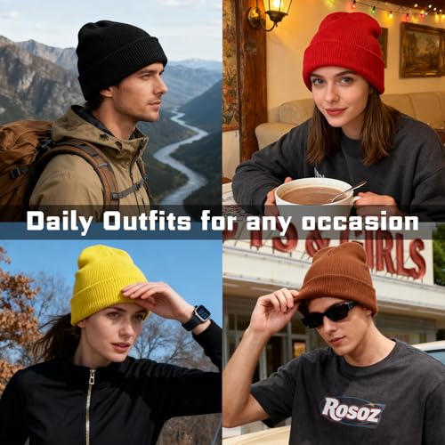 Winter Beanie Hat for Men & Women - Soft Knit Cuffed - Orange