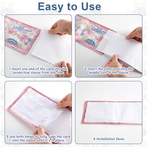 Bornerwhite Pink Mahjong Card Holder Sleeves 4-Pack - Mahjong 2026 Protector for 2025 Cards