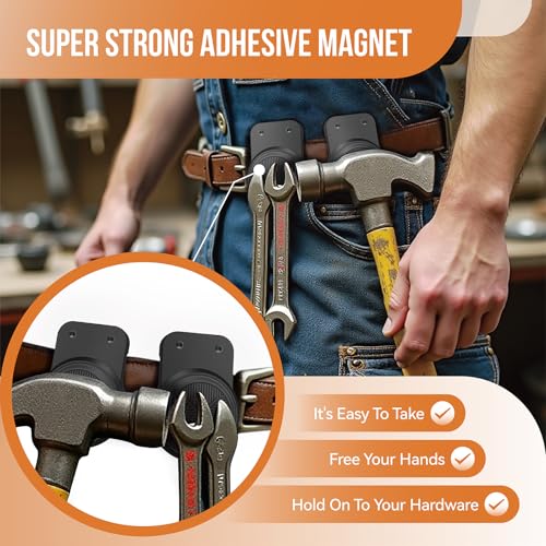 Magnetic Tool Holder | Strong Magnet Clip-On Belt Holster for Wrench, Pliers, Screw Driver, Hammer, Screws, Nails, Sockets, Trowel, Drill Bit, or Any Magnetic Tool and Hardware Holder