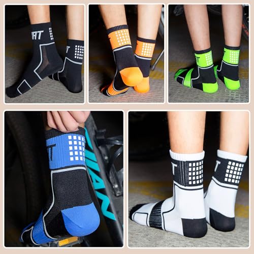 Men's Cycling Socks 5 Pair Compression Athletic Crew Reflective Bike Socks