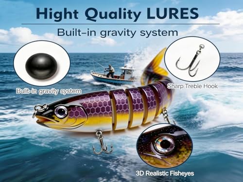 Multi Jointed Swimbait Hard Lure - 5.1" Slow Sinking for Bass, Trout, Pike