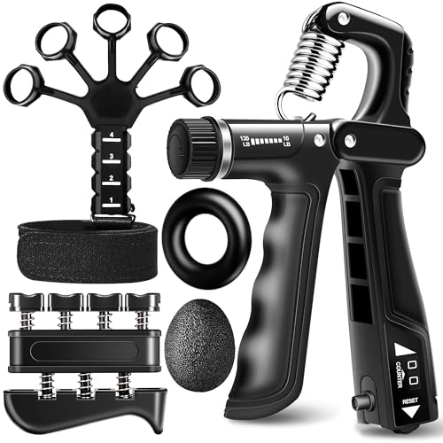 WATMAID Grip Strength Trainer Kit (5 Pack) — Adjustable 10-130 lb Hand Grippers & Finger Exercisers
