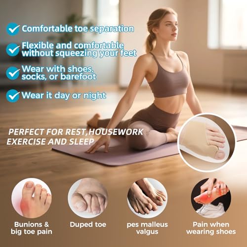Medium Bunion Corrector for Women Men - Toe Straightener with Gel Pads - Soft Breathable Support