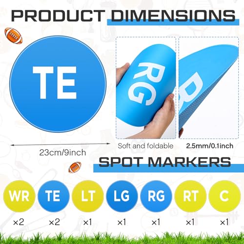 9-Inch Football Lineman Spot Markers - Blue & Yellow Training Dots