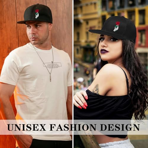 Christian Snapback Hat for Men - Adjustable Black Cap - Fingers Holding Flowers