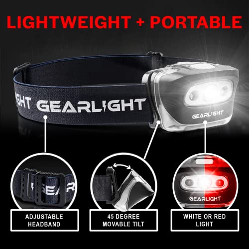 LED Headlamp 2-Pack - Battery Powered, 7 Modes, Adjustable Band