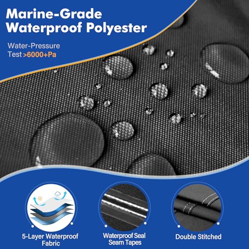 Heavy Duty Waterproof Boat Cover 16-18.5 ft V-Hull, Black