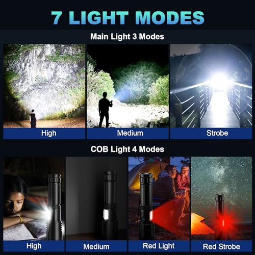 Rechargeable LED Flashlights High Lumen,99,000 Lumens Super Bright Flashlight,Powerful Flash Light 5 Modes for Outdoor Emergency Hiking Camping