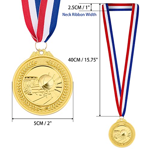 Petutu 12 Pack 2 Inch Gold Basketball Medals with Ribbons - Award Trophies