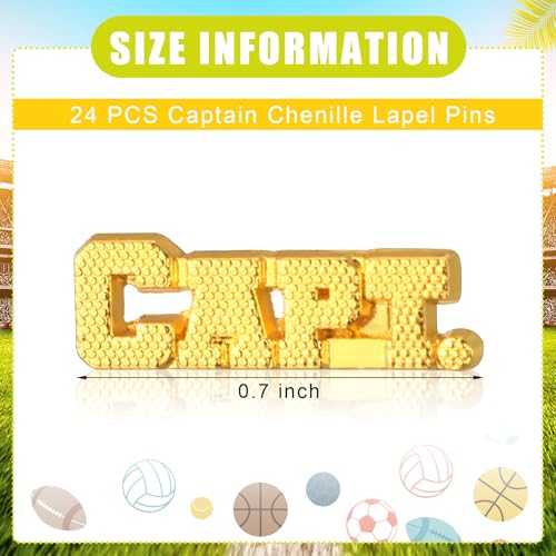 Sports Chenille Lapel Pins - 24 Pack for Team Fans & Awards - Captain