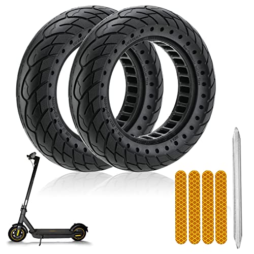 LEFELWEL Black Solid Rubber Tire 10x2.5 Inch for Ninebot Segway MAX G30 G30P G30LP - 2PCS
