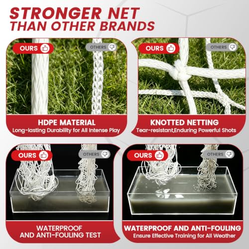 12x6FT Portable Soccer Goal with Heavy-Duty Knotted Netting