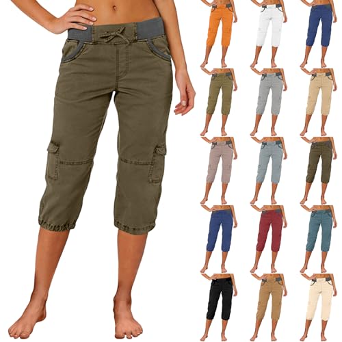Quick Dry Cargo Capris for Women with Pockets - X-Large Black