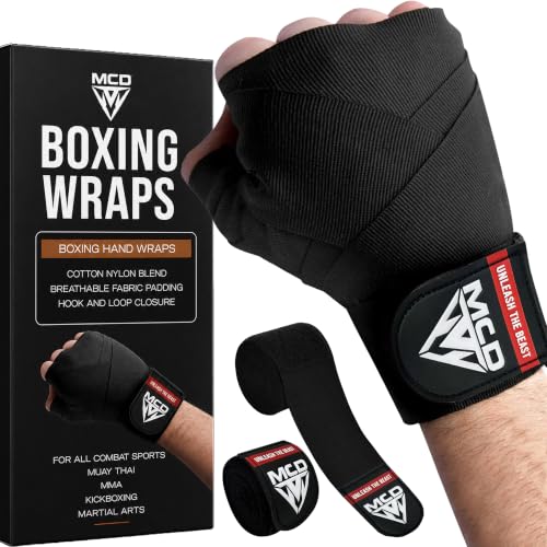 Boxing Hand Wraps - 4.5m (180 inch) Black for MMA & Muay Thai