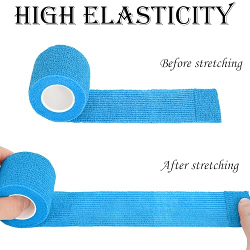 Self Adhesive Bandage Wrap - 2 Inch, 8 Rolls, Light Blue