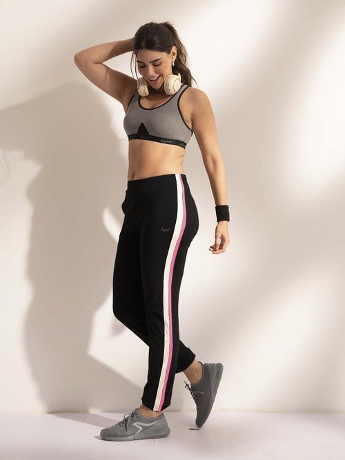 Lyra Cotton Track Pants Women's Joggers| Elastic Waistband | Straight Leg Lounge Pants | Perfect Sports Wear | Pack of 2 Size - XL, Color - Black & Navy Blue