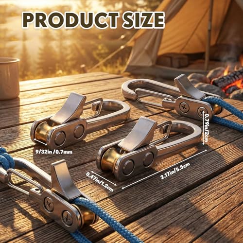 Landhoow 12 Pcs Stainless Steel Rope Tightening Tools - Silver, Camping & Household