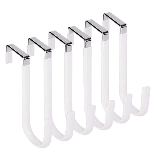 HANGZIGD Over The Door Hooks, Door Hangers Hooks,Extra Long 5" Rustproof Organizer Hook with Soft Rubber Padding, No-Scratch Design for Towels, Robes, Coats, Bags (6 Pack White)
