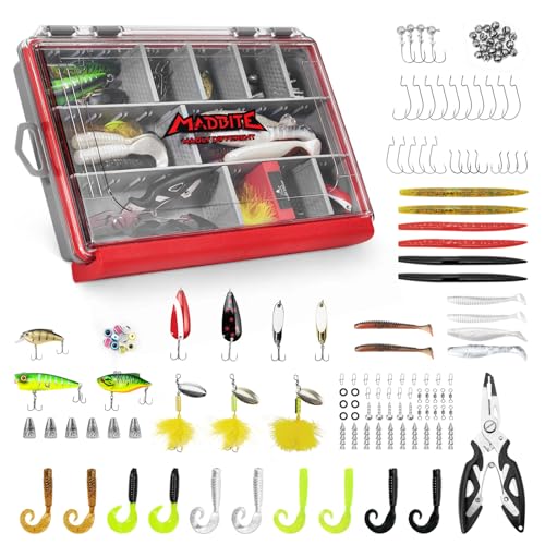 143pcs Freshwater Fishing Tackle Kit with Lures, Hooks & Pliers - Bass Trout Panfish