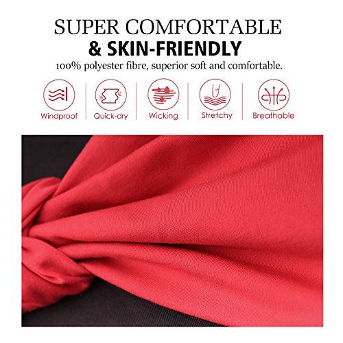 Versatile Sports Headband - Breathable Moisture Wicking Hair Band - Black & Red
