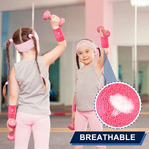 4 Pcs Kids Gymnastics Wristbands - Black, Purple, White, Pink